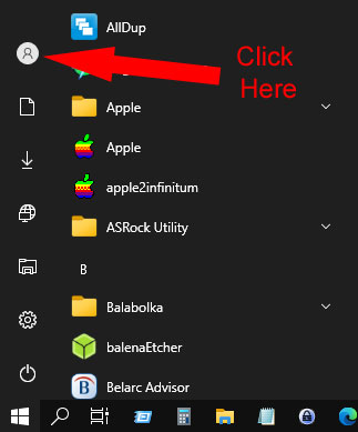 User icon in start