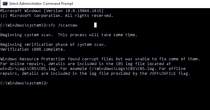sfc scannow could not repair files