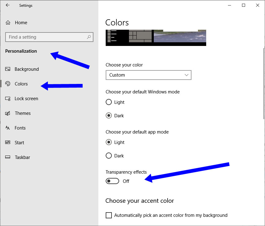 transparency effect switch